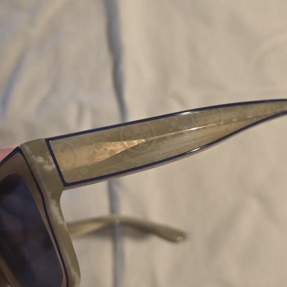 Tory Burch Womens Square Sunglasses Beige Blue Accent Tint‎ With Case main image 6